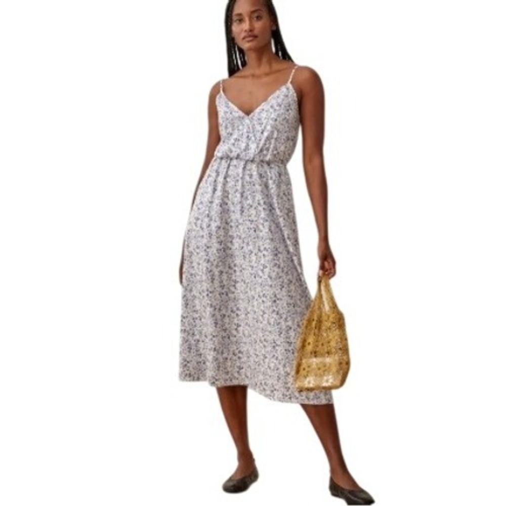 Reformation Bianka Dress Johanna Blue‎ Floral Midi Challis Dress sz 6